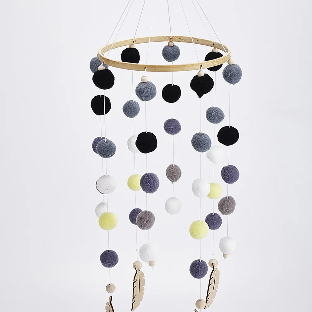 

1 шт. Ветряной колокольчик-подвеска для декора стен, с помпонами, черно-серо-белый-желтый, для гостиной, спальни, квартиры, в богемном этническом стиле