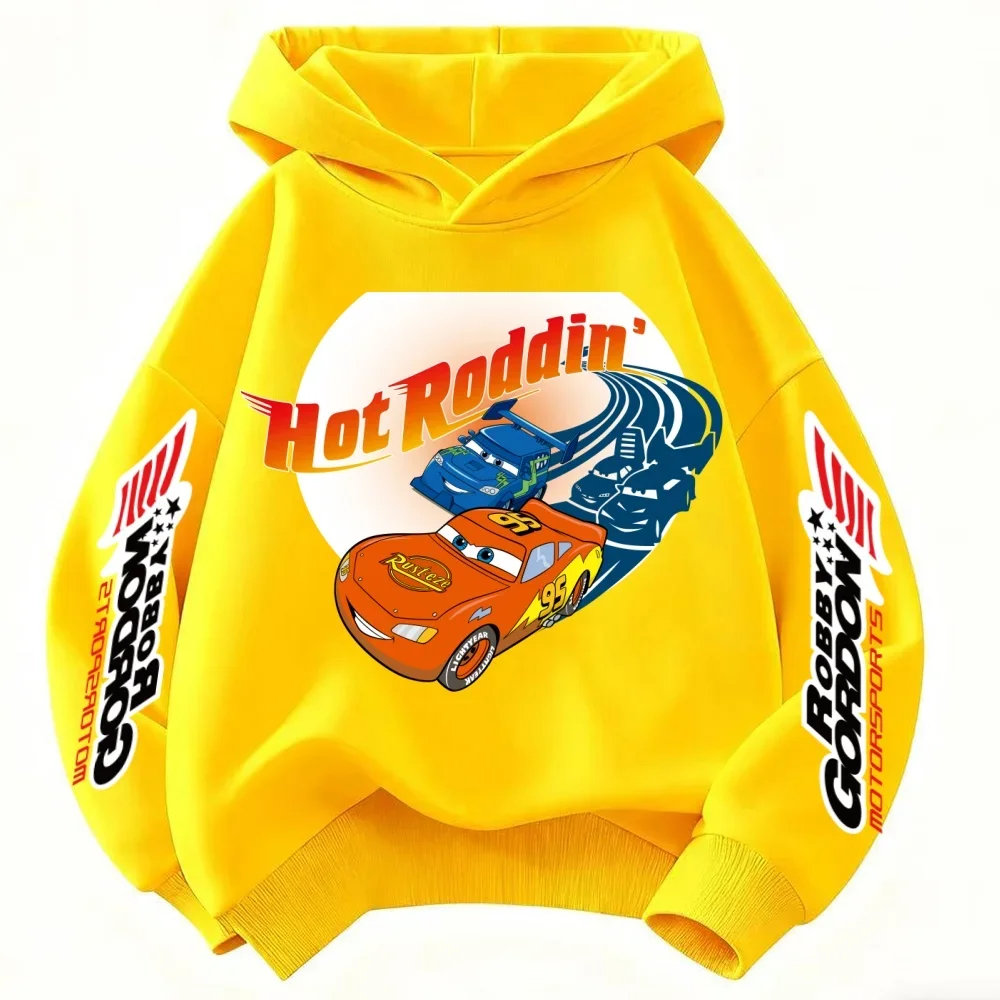 

Disney Racing Cars Lightning McQueen Children Hooded Sweatshirt Boy Girl Autumn Winter Daily Outdoor Casual Warm Soft Sportswear