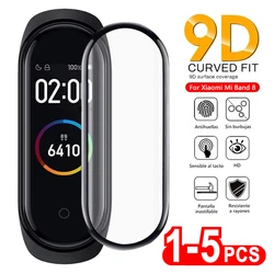 9D Curved Screen Protective Film For Xiaomi mi band 8 7 Pro Soft film for Mi band 4 5 6 7 Full Screen Protector Soft Glass Film