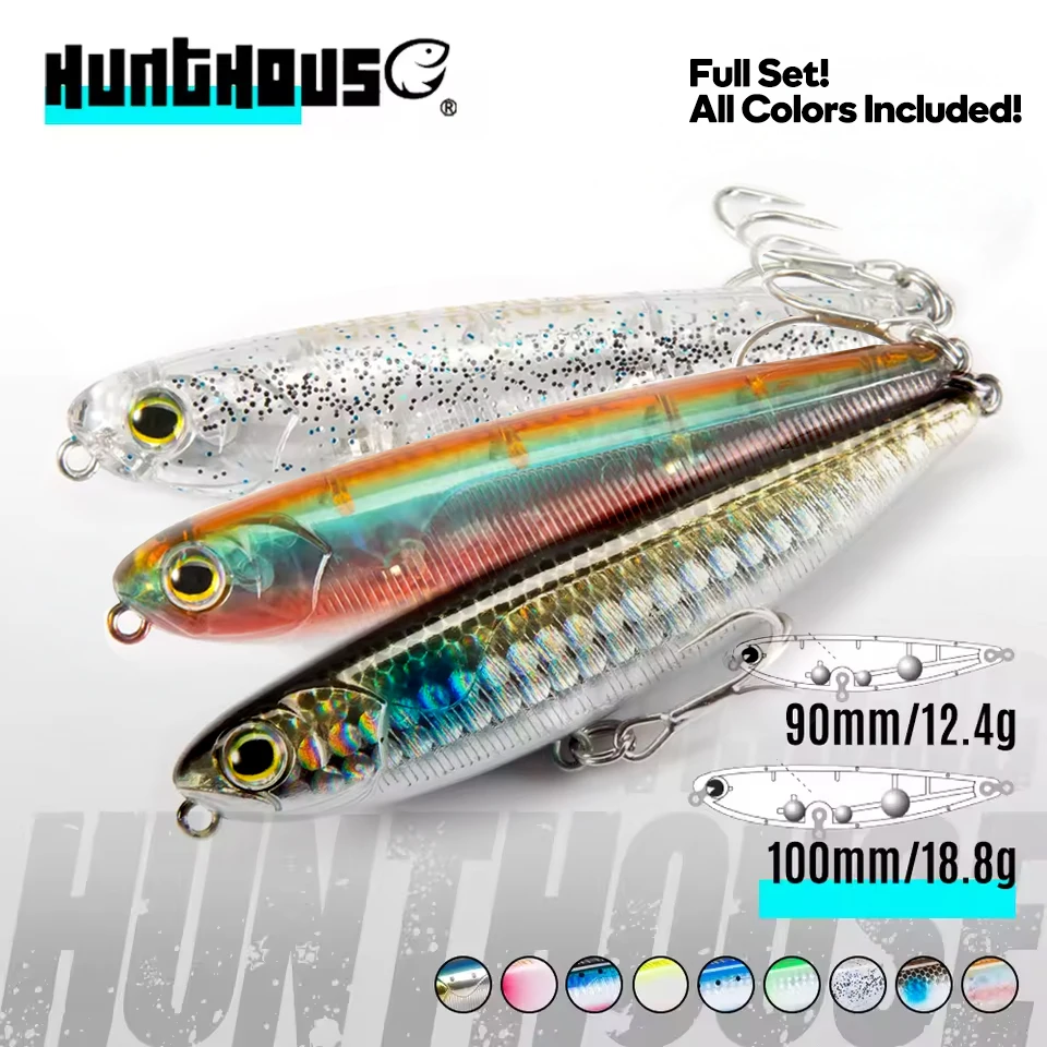 

Hunthouse Pencil Fishing Lure Walk The Dog Top Water Artificial Bait Fishing Tackle For Pike Bass Bestselling Color Combos LW536