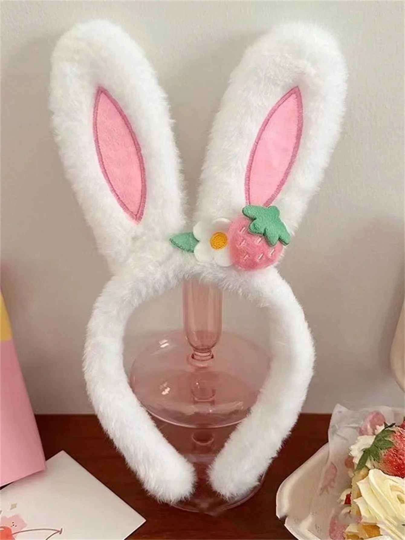 1 hair band cute large rabbit ears hair band for women 2024 autumn and winter new plush hair card for face washing