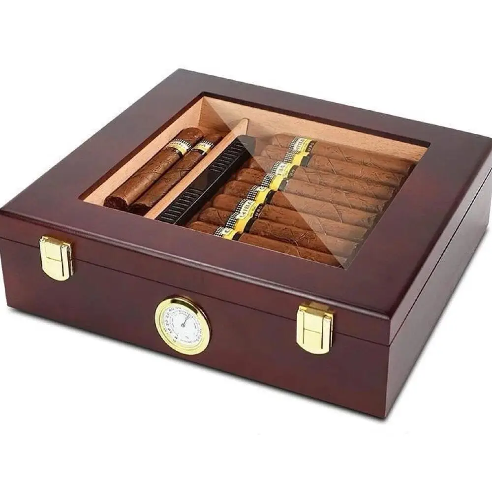 

HHigh-End Large-Capacity Cigar Humidifier Box With Cedar Wood Interior.