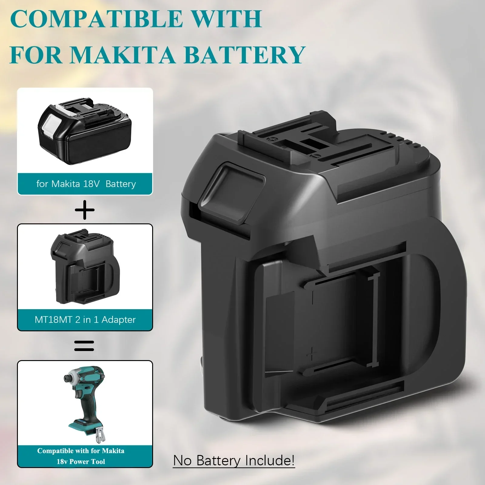 Adapter/Przejściówka do akumulatorów Makita 18V Li-ion MT18MT 2 w 1, kompatybilny z akumulatorami Makita 18V do elektronarzędzi akumulatorowych. — zdjęcie produktu 2