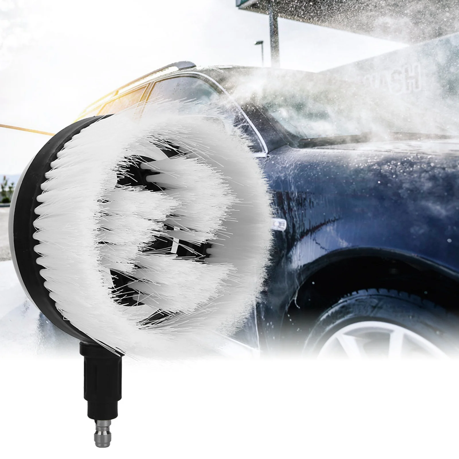 Brosse rotative pour lavage de voiture, brosse de lavage rotative à 360 degrés en forme d'éventail pour pistolet à eau haute pression, connecteur rapide 1/4, brosse de lavage de voiture