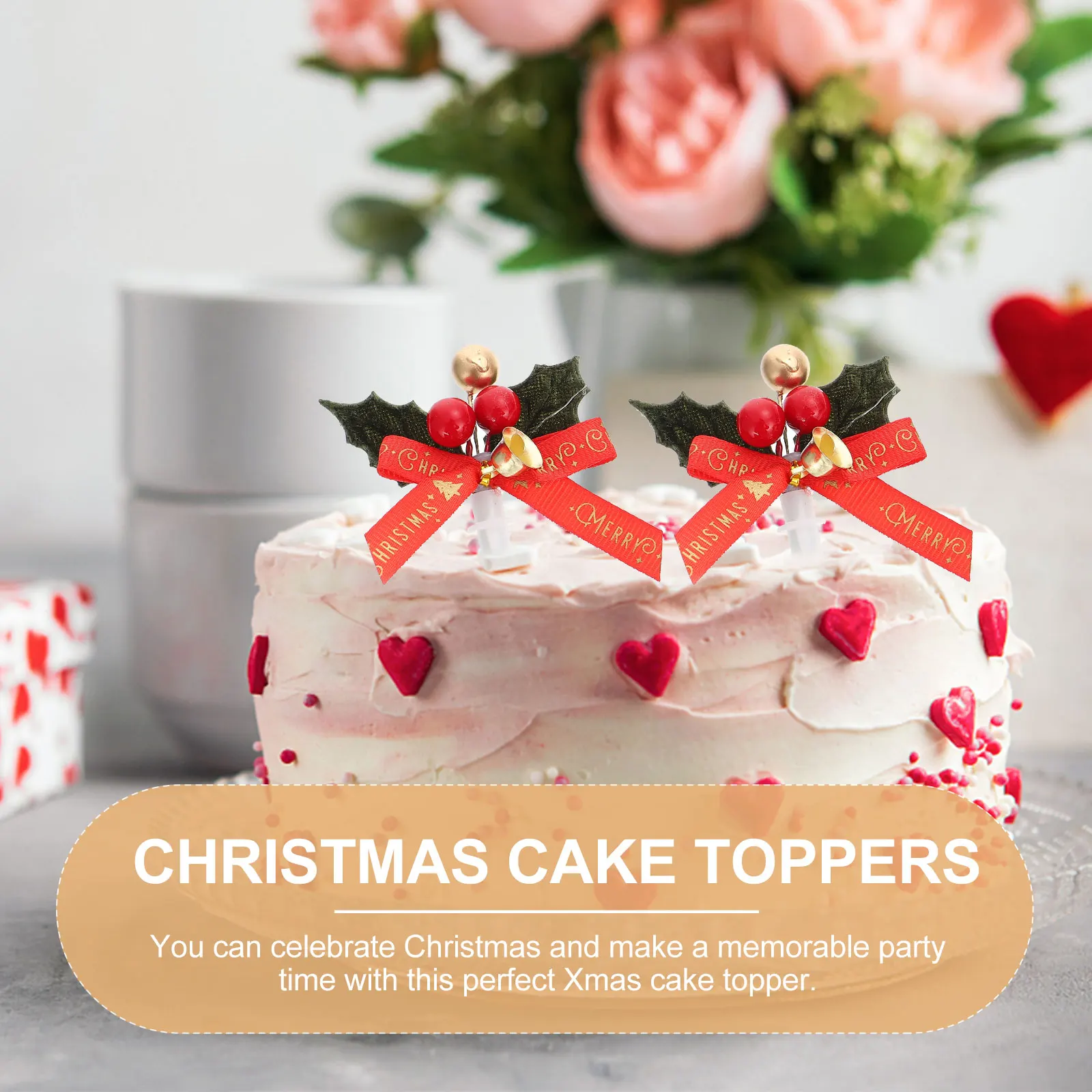 

10 Pcs Holly Leaf Card Merry Christmas Cake Toppers Cupcake Soft Rubber Creative Food Picks Decorations Holiday Festive