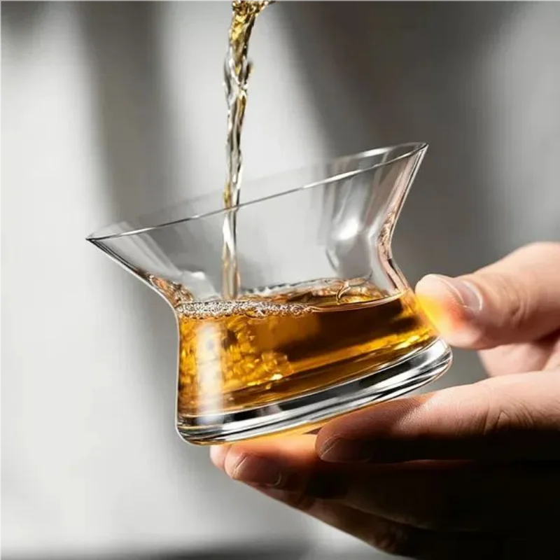Creative Rotating Crystal Whisky Neat Glass Whiskey Bowl Cup Corrugated Stripes Light Shadow Wine Glass Brandy Snifter Gift Box
