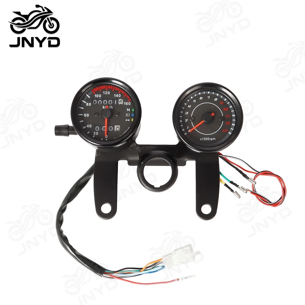 JNYD 12V LED Backlight 2 IN 1 Motorcycle Speedometer Tachometer Dual Gauge Kit Fit for Universal Cafe Racer