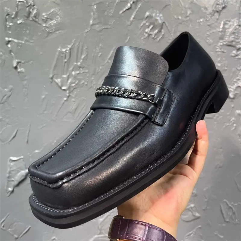 

Man Fashion Derby Shoes White Black Men Slip-on Casual Party Shoe