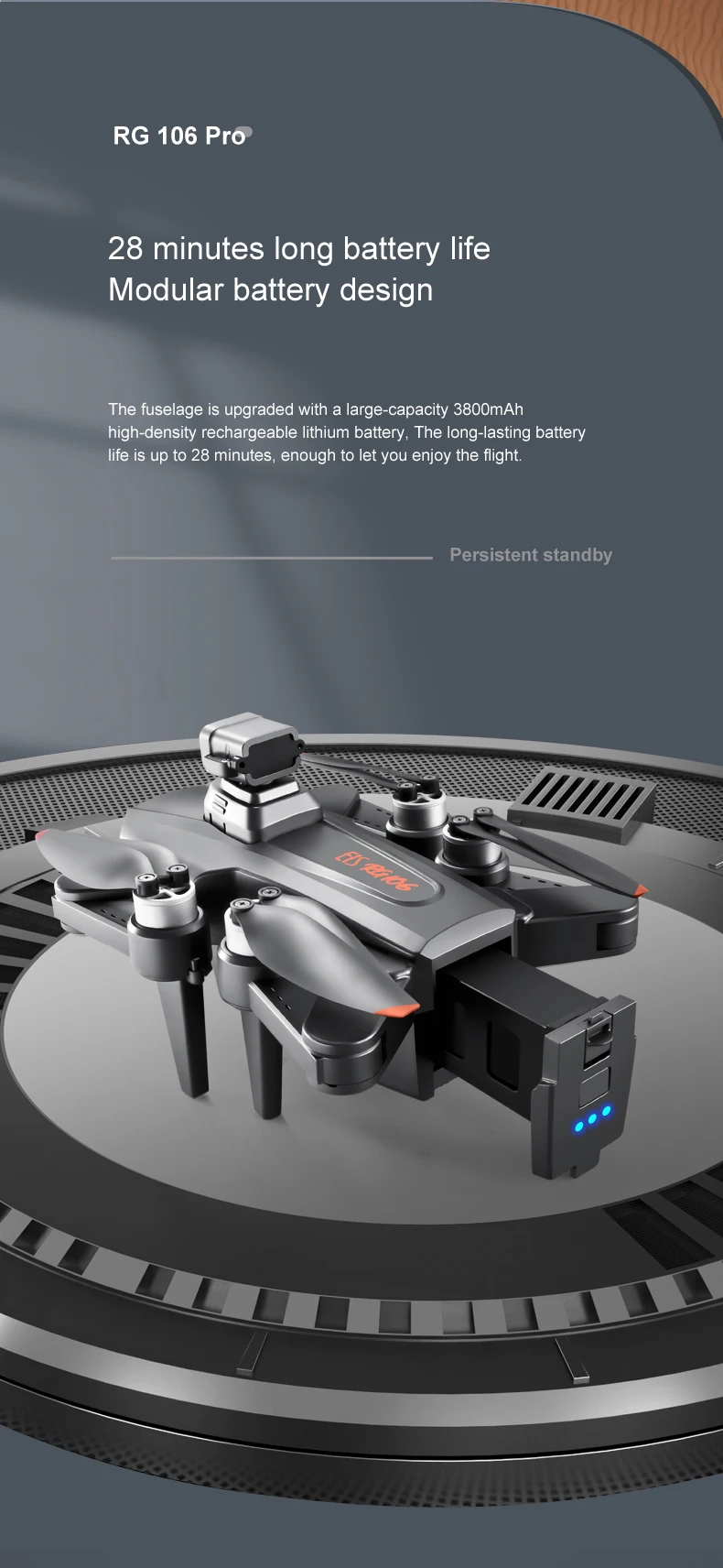 RG106 Pro MAX 4K 6K 8K Dual Camera Profesional GPS RC Drone Part 7.4V 3800mAh Battery Remote Control Propeller USB RG106 Battery