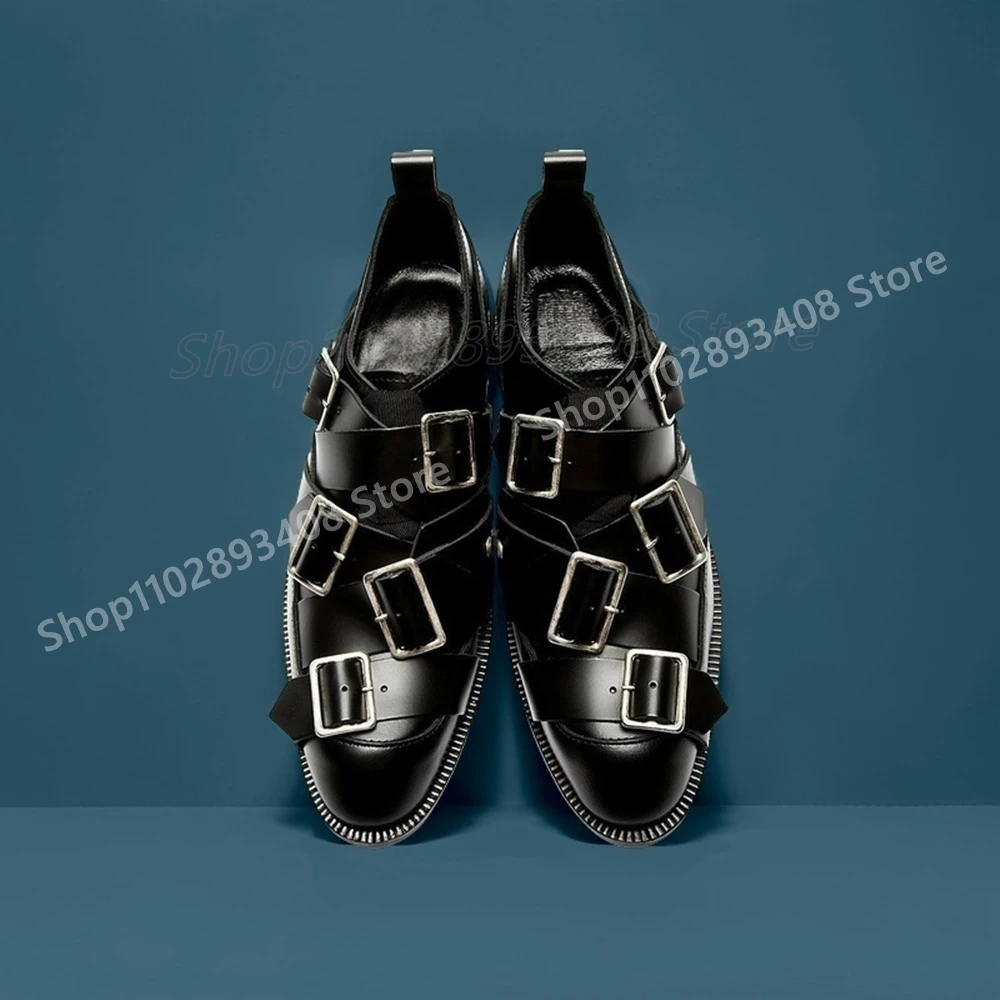 

Black Buckle Belts Cross Tied Men Shoes Cool Style Daily Men Casual Shoes High Quality Men Shoes Luxury 2025 Zapatillas Mujer