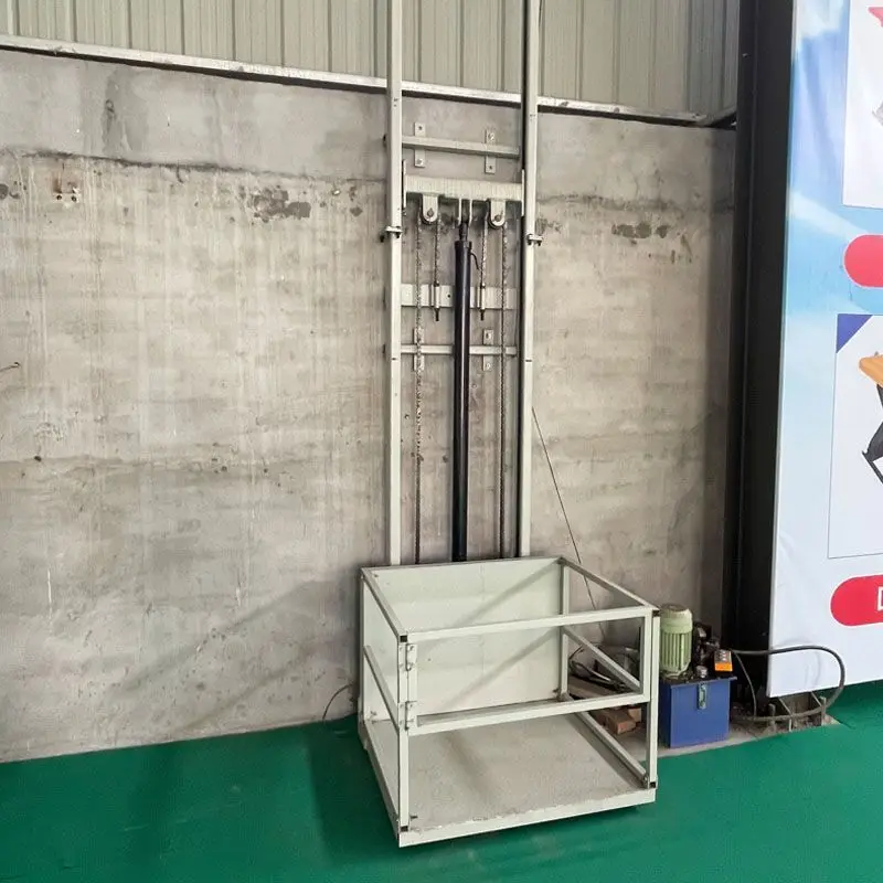 Home Lift Platform Electric Hydraulic Cargo Lift Small Guide Rail Hoist Warehouse Factory Elevator