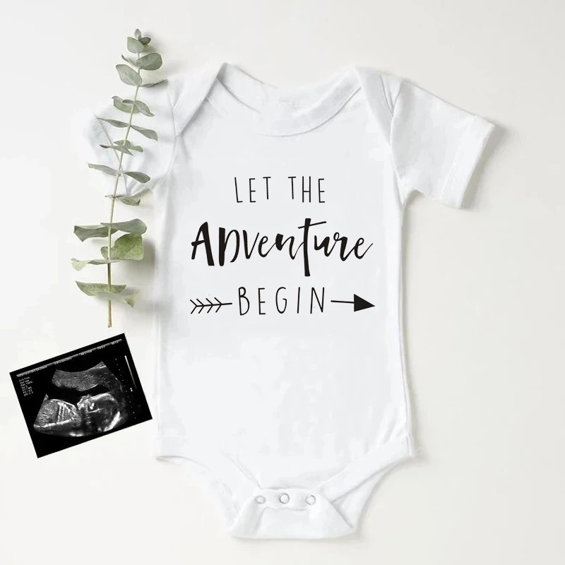 

Let The Adventure Begin Print Baby Bodysuit Funny Newborn Jumpsuit Infant Unisex Cute Short Sleeve Cotton Ropa Bebes Baby Onesie