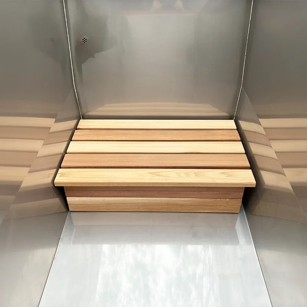 Luxury Portable Stainless Steel Wooden Square Ice Bathtub Freestanding with Drain for Outdoor Therapeutic Recovery