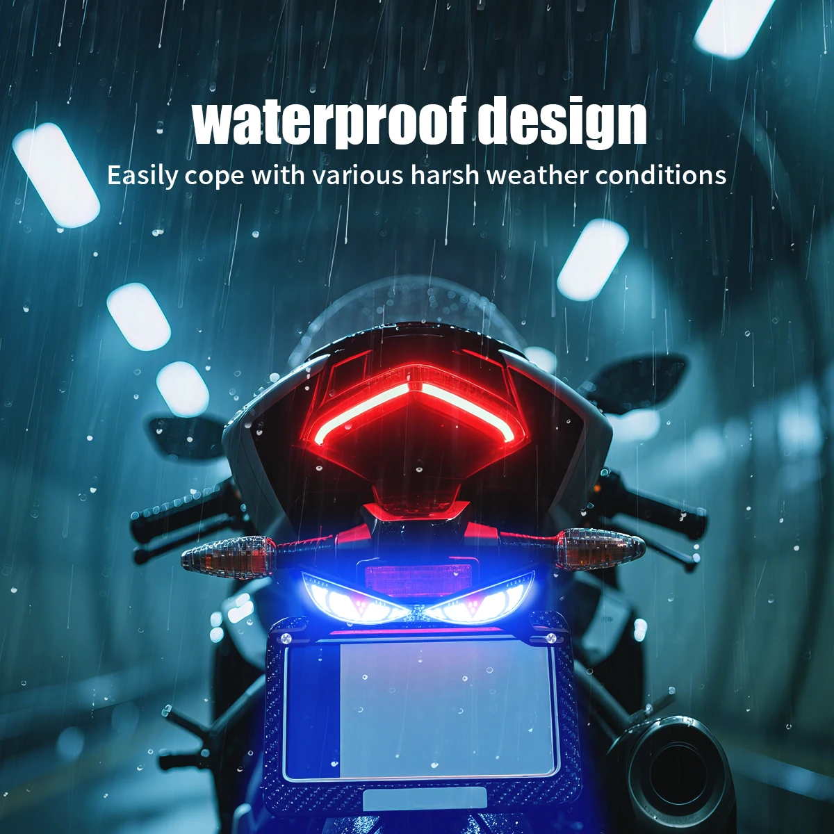 1 مجموعة دراجة نارية لوحة ترخيص LED أضواء الزخرفية عين الثعبان الخلفية الذيل ضوء ستروب وامض دراجة نارية كهربائية تعديل