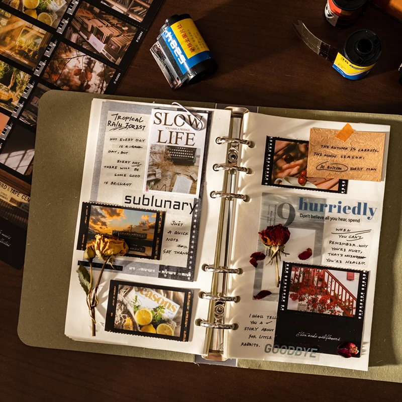 Adesivo de tema de filme de tira longa, adesivos de paisagem, colagem de conta manual para moldura de foto, caixas de calendário, decoração de scrapbook