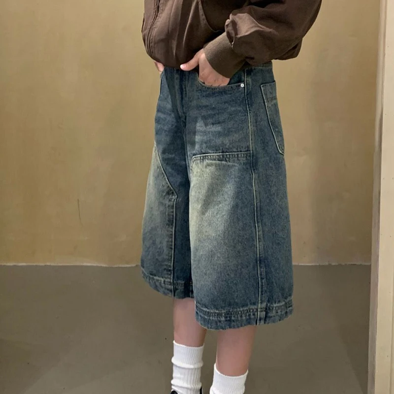 Vintage Wide-Legged Jeans Bf Unisex High-Waisted Pockets Fashion Casual Loose Harajuku Y2K Pants Streetwear Men Denim