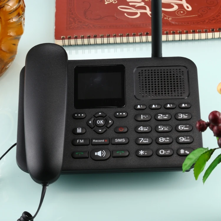 Beamio Multi Language Wireless Telephone With Dual GSM SIM Card FM Radio Record Color Screen Phone For Home Office Desktop Black