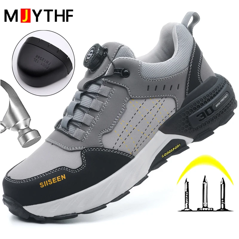 Black Leather Safety Shoes Security Boots Men's Security-Protection Industrial Safety Boots Man For Work Men Shoes Industrial