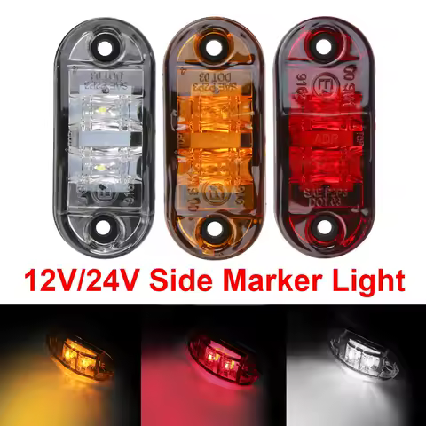 LED Side Marker Lamp Warning Lights Side Clearance Marker Lamp For Trailer Truck Caravan 1 Pair Red Yellow White 12V- 24V