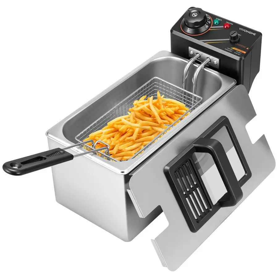 

Electric Deep Fryer with 4L 17 Cup Oil Capacity, Stainless Steel Oil Fryer with Temperature Control and Lid
