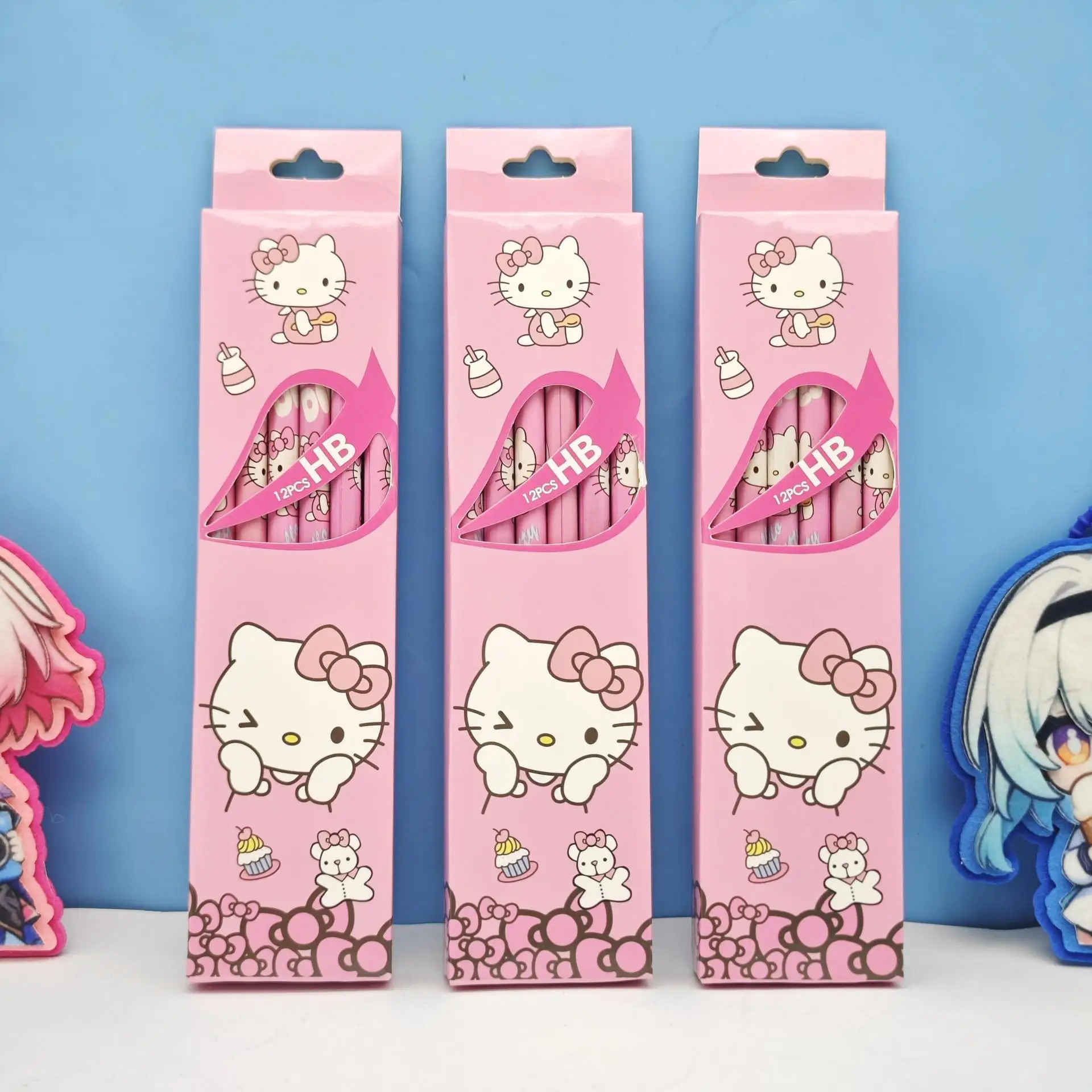 

Набор из 12 карандашей Hello Kitty, Kuromi, Cinnamoroll, HB, черные, для письма и рисования, канцелярские товары для начальной школы, подарок для женщин и мужчин