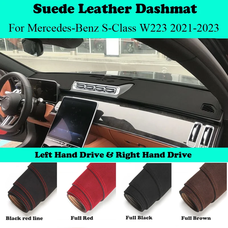 

Ornament Suede Leather Dashmat Car Dashboard Cover Carpet Sunshade Mat For Mercedes-Benz S-Class S480 S580 S680 W223 2021-2023