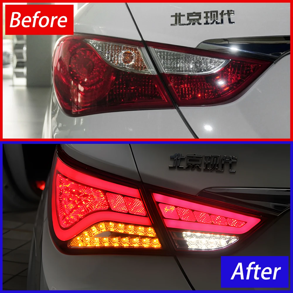 Car Taillights Assembly For Hyundai Sonata 2011-2015 LED Auto Rear Back Lamps Upgrade Dynamic Streamer Brake Light Accessories