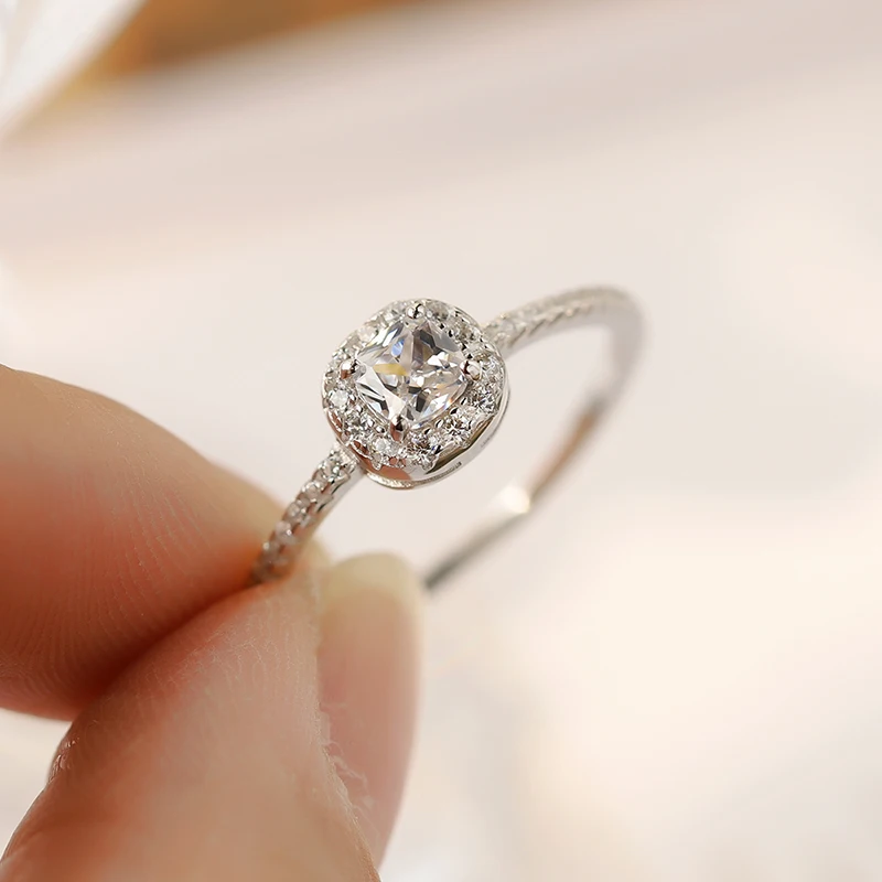 Classic and Versatile Authentic S925 Silver Small Sugar Zirconia Full Diamond Ring, Fashionable and Simple
