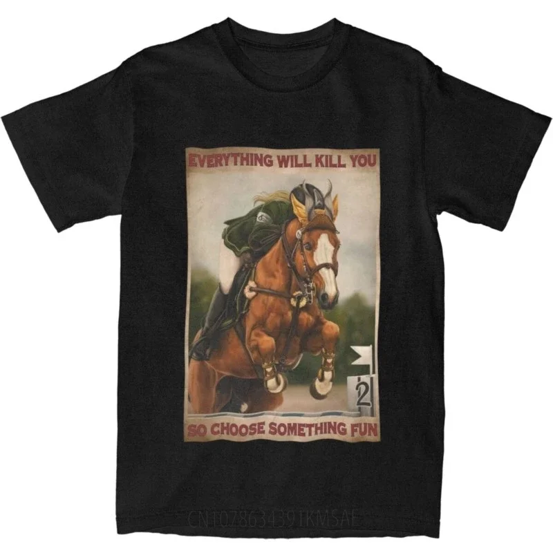 Men Women Horse Racing T Shirts Merchandise Horse Lover Pure Cotton Tops T-shirt Vintage Tees Adult