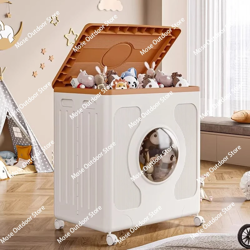 

160L large-capacity storage box, multi-functional belt wheel, household plastic clamshell finishing basket