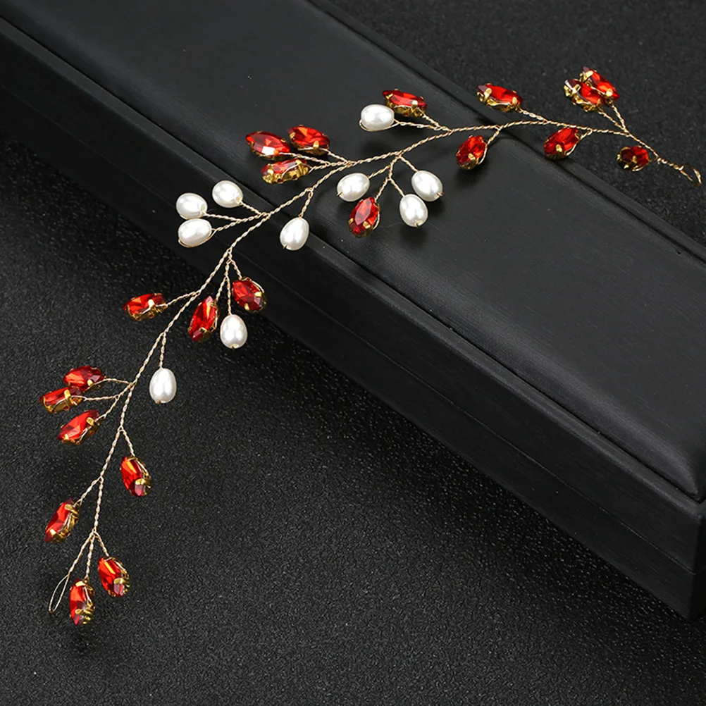 

Rhinestone Hair Accessories Pearl for Women Tiara Bride Wedding Hairpin Headband Red Brides Miss