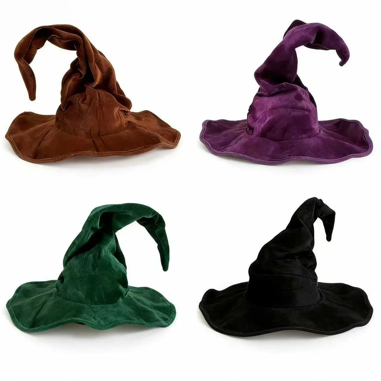Large Wide Brim Witch Hat Gothic Bendable Cosplay Witch Cap Folds Without Collapsing Pointed Mage Hat School Event Party Props
