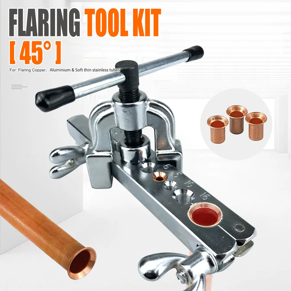 

Расширитель медной трубки. Набор инструментов для развальцовки под углом 45 градусов. Расширитель медной трубки, используемый для расширения медных труб и других труб.