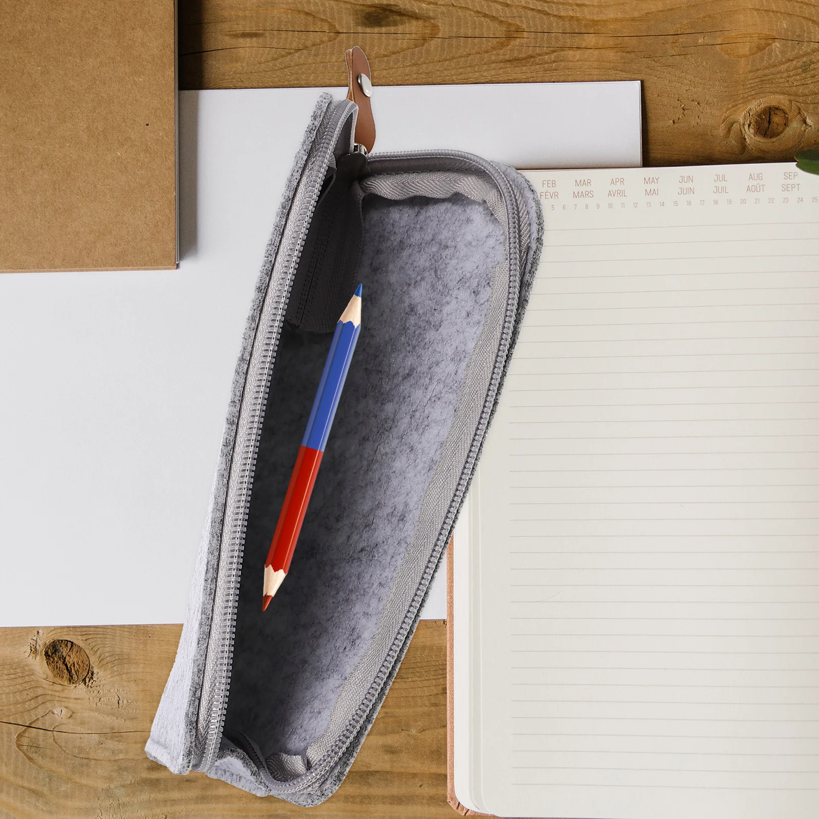 

4Pcs Felt Pencil Case Student Storage Bag Multifunction Large Capacity Portable Zipper Stationery Desk ganizer