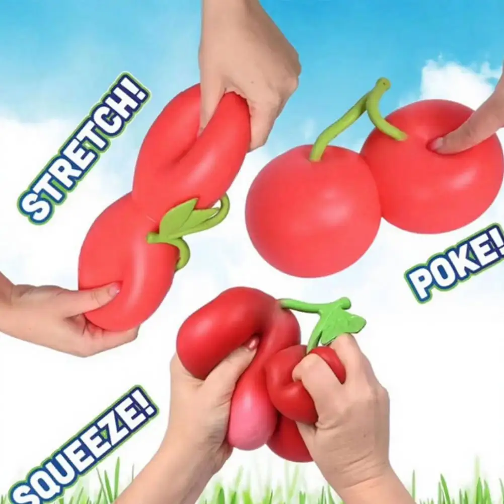 

Набор из 2-х эластичных игрушек-антистресс в форме вишни: медленно восстанавливающие форму фруктовые игрушки-фиджеты для снятия стресса, портативные гаджеты