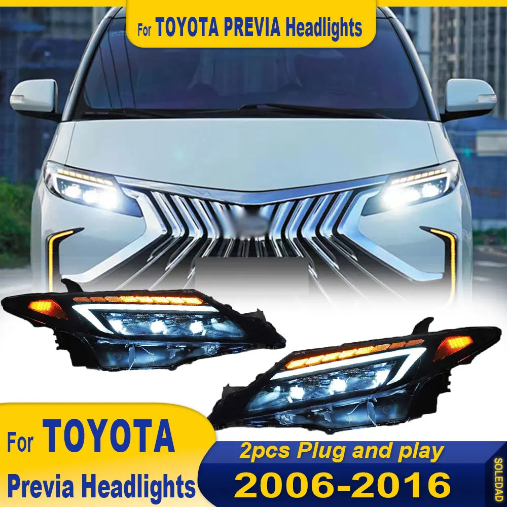 LED HeadLamps For Toyota Previa 2006 2007 2008 2009 2010 2011 2012 2013 2014 2015 2016 Headlight Assembly Sequential Turn Signal