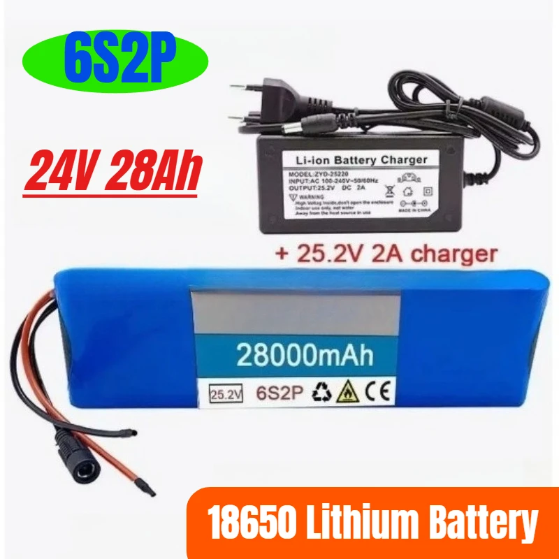 

18650 Lithium Battery 24V 6S2P 28Ah Electric Bicycle Power-assisted Bicycle Electric Lithium-ion Battery Pack