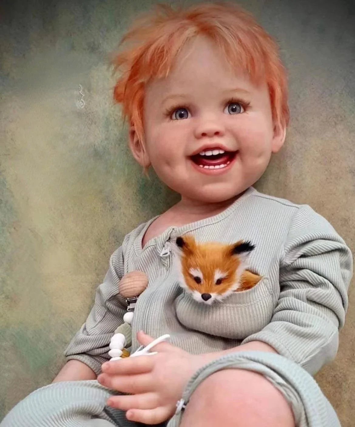 DLS Personalizowana ekskluzywna oferta 29-calowa lalka Reborn z wgłębieniami na policzkach, ręcznie przeszczepionymi pomarańczowymi włosami, gotowa lalka, prezent na Boże Narodzenie