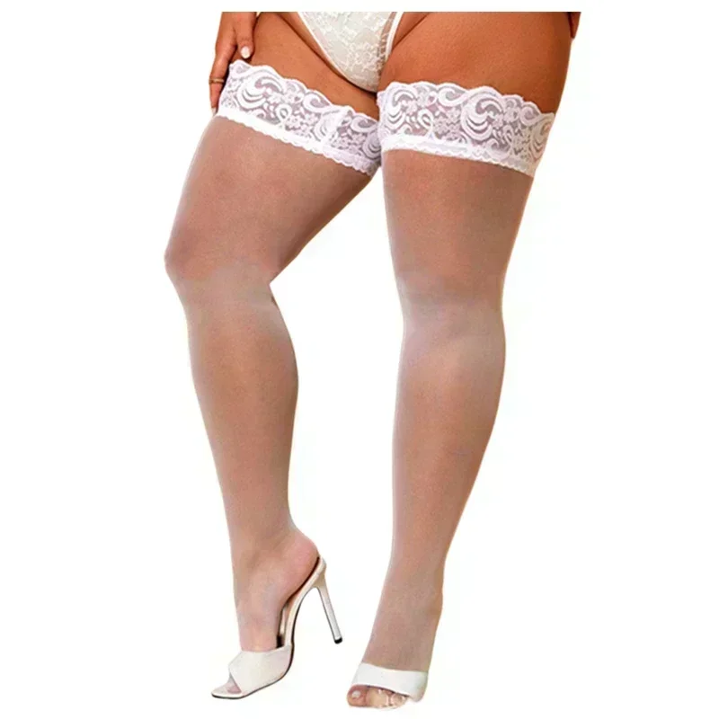 Women Plus Size Stockings Oversized Lace Stockings XXXL Thigh High Sheer Fishnet Stockings