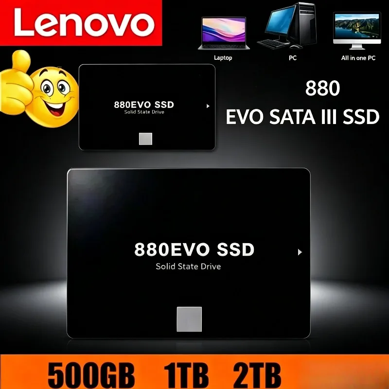 

Внутренний твердотельный накопитель Lenovo 880 EVO SATA3 2.5 дюйма для ноутбуков, настольных компьютеров и микрокомпьютеров, 500 ГБ, 1 ТБ, 2 ТБ, 4 ТБ