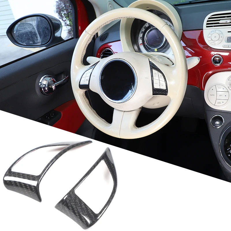 

Наклейка-накладка из настоящего карбона для защиты кнопок рулевого колеса Fiat 500 2010-2015, аксессуары для автомобиля