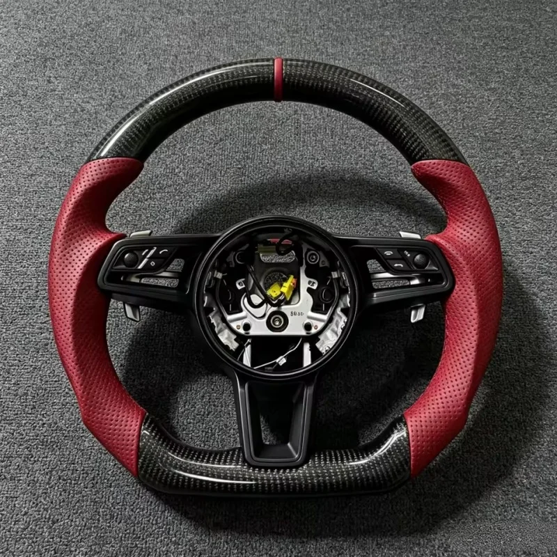 Customized Carbon Fiber Leather Car Steering Wheel For Porsche Panamera Cayenne Macan Taycan Cayman Boxster 911 Steering Wheel