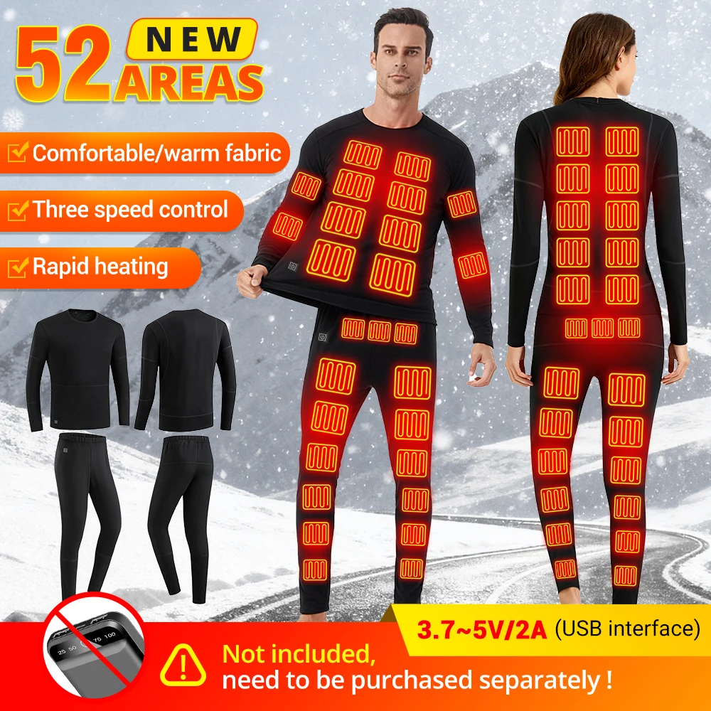 

Зимняя USB-куртка с электрическим подогревом, 52-зонное термобелье с подогревом, мужское и женское спортивное термобелье с подогревом, одежда с подогревом