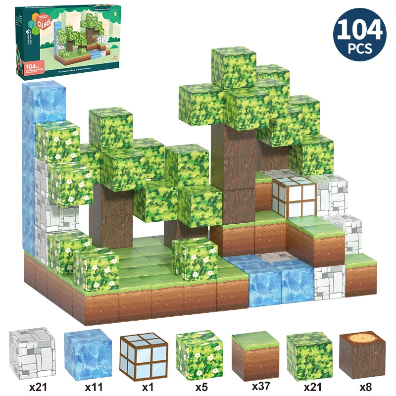 Magnetische bouwstenenset voor kinderen vanaf 3 jaar, STEM Montessori DIY-kubussen, creatief educatief zintuiglijk speelgoed voor jongens en meisjes cadeau - afbeelding 1