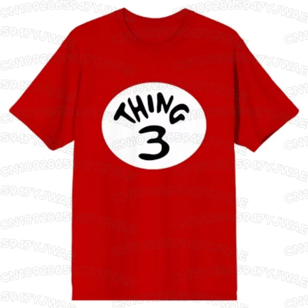 Adult KId'sT hing 1 Thing 2 Emblem Cosplay T-shirt The Cat In The Hat Cartoon Christmas Halloween Parent-child T-shirt
