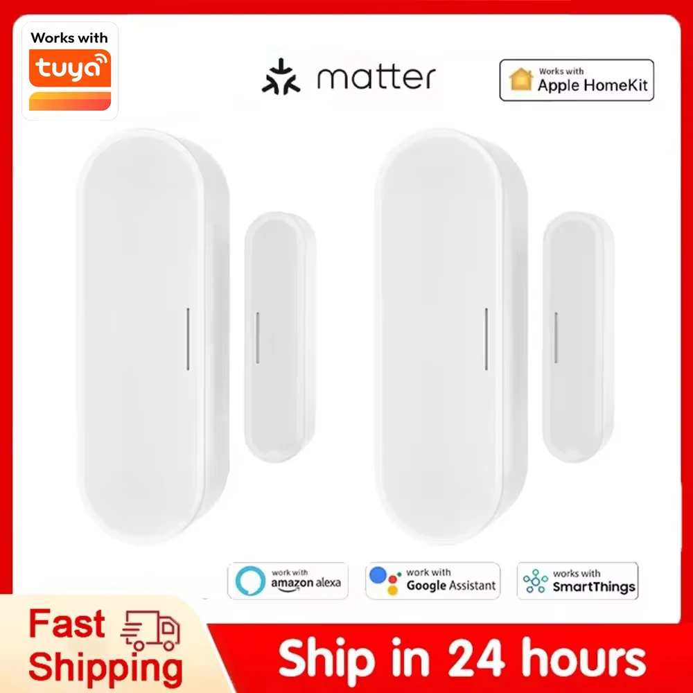 

Датчик двери и окна Tuya Matter с питанием от USB, датчик двери, работающий с HomeKit Alexa Google Home, умный дом