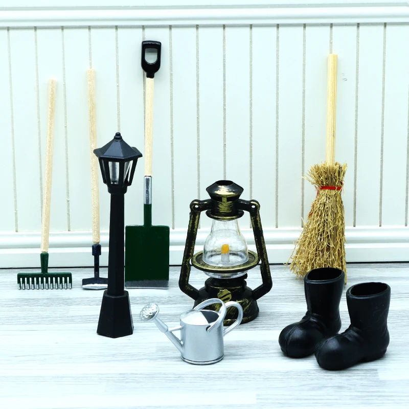 9Pcs/set Dollhouse Garden Agricultural Tool Ob11 Labor Horticultural Tool Model Bjd Mini Hoe Iron Shovel Iron Rake