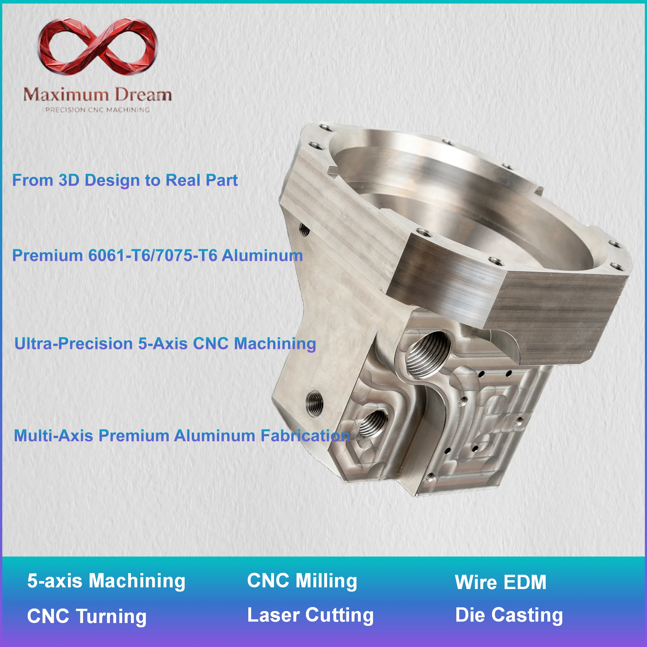 Custom CNC Machining Aluminum Parts, Precision Automotive Racing Upgrade Parts Milling Service per CAD Design, 1pc