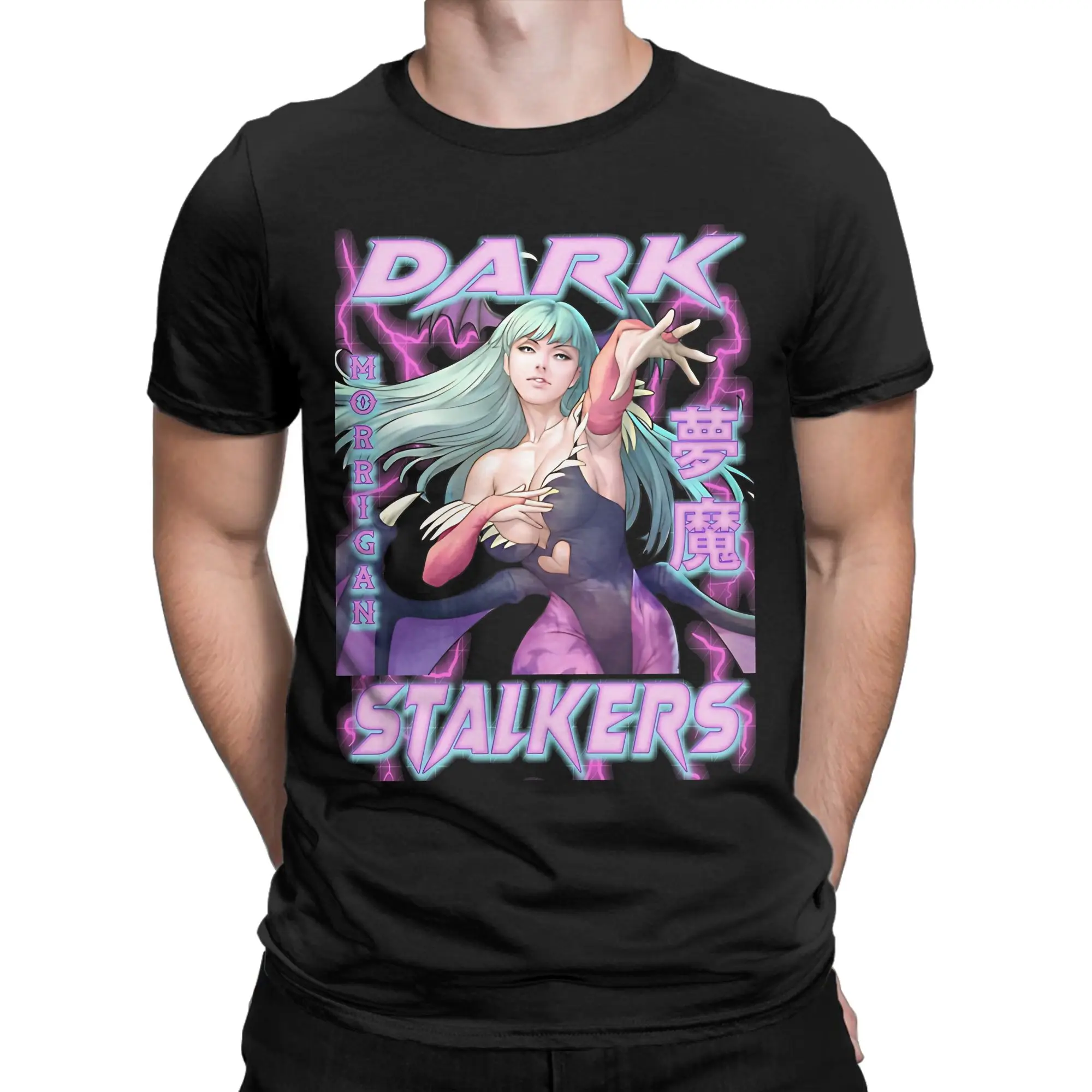 Men's T-Shirts Darkstalkers   Morrigan Aensland Vintage Pure Cotton Tees Short Sleeve  T Shirts O Neck Tops Classic