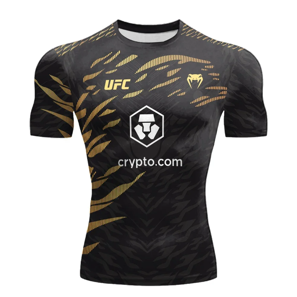 Camiseta UFC de talla europea, camiseta de talla grande, traje de entrenamiento, ropa de trabajo, top transpirable y de secado rápido, novedad de verano 2025